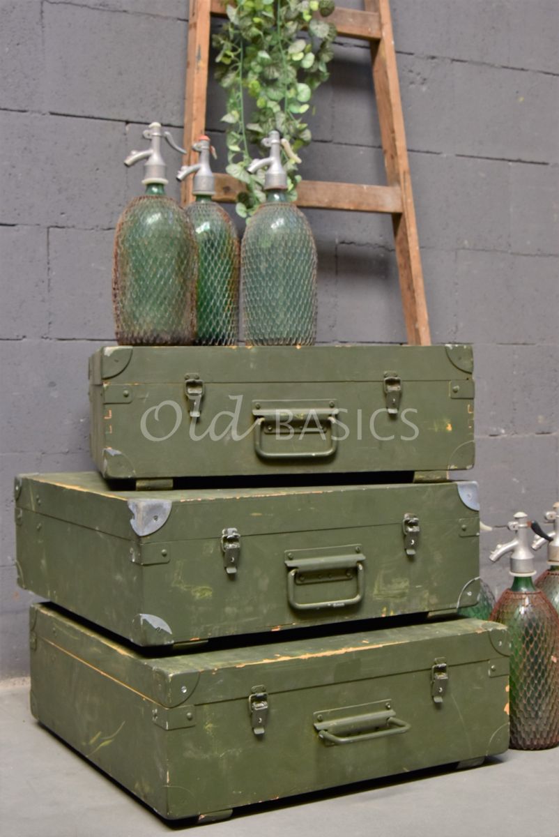 Detail van Houten kist, groen, materiaal hout